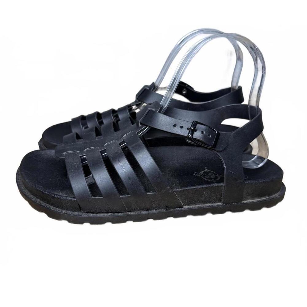 Wonder Nation Gladiator Sandals Girls Size 8 Black Strappy Open Toe Shoes Casual